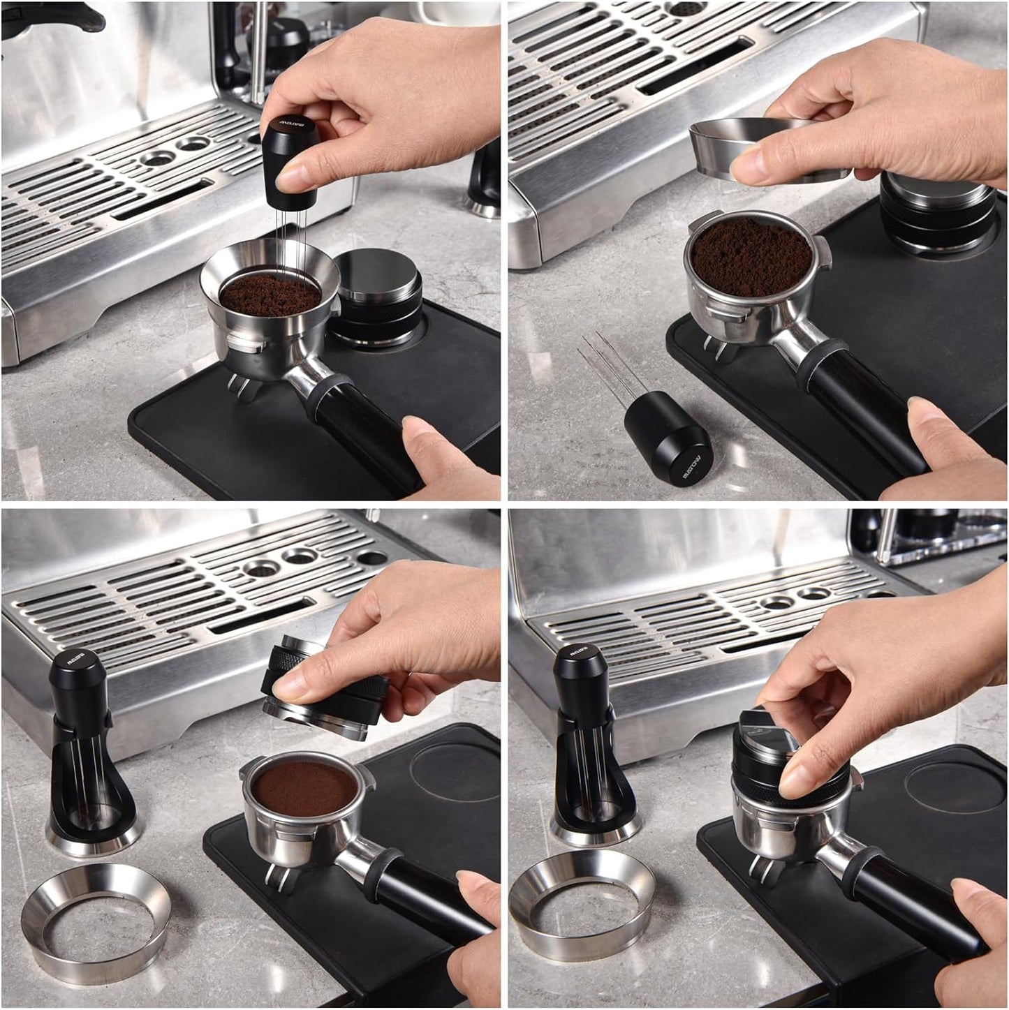 54mm Magnetic Dosing Funnel V2, MATOW Stainless Steel Espresso Dosing Ring with 8 Magnets Compatible with Breville 54mm Portafilter