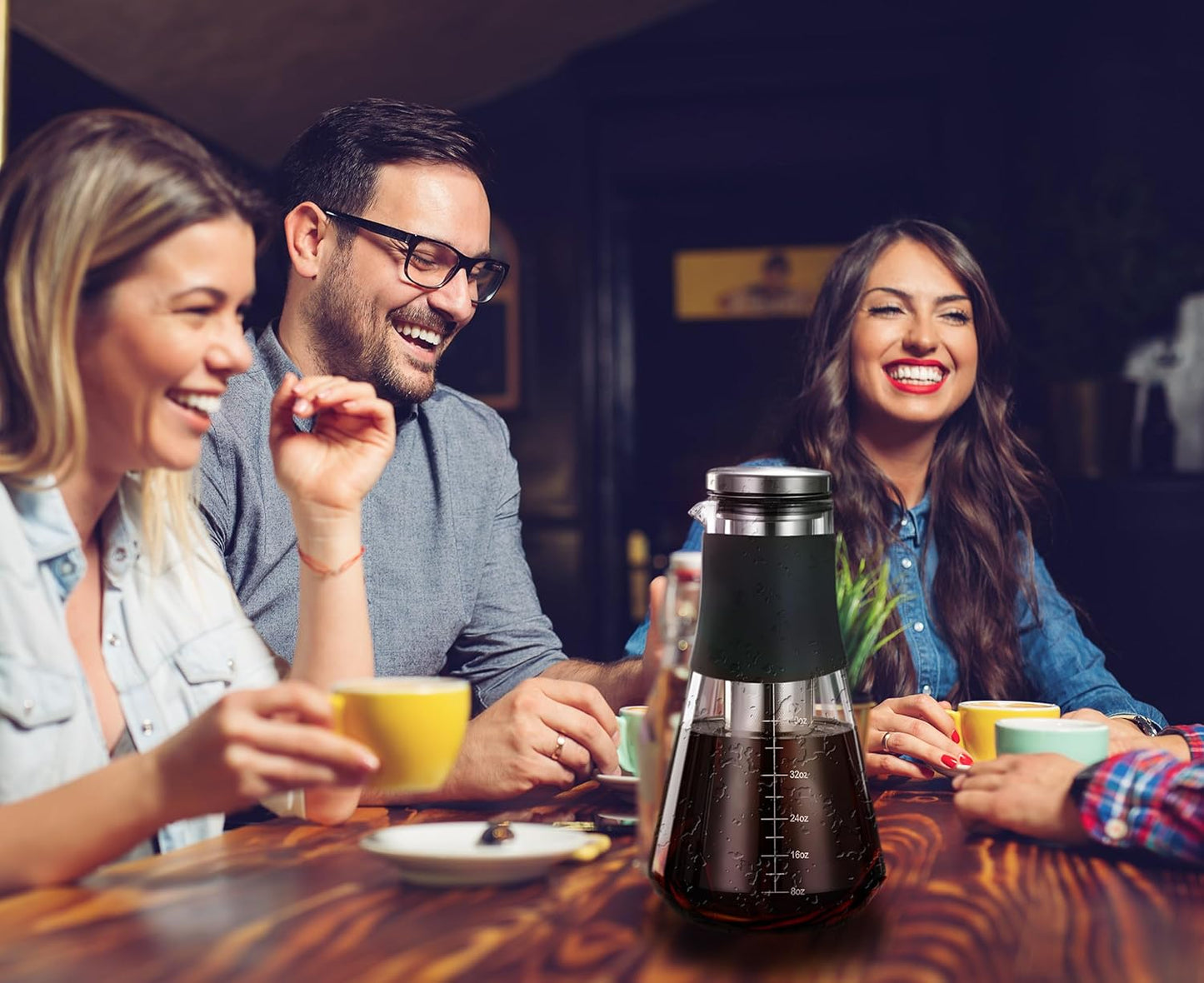 AGOGO Cold Brew Iced Coffee Makers with Metal Filters Silicone Non-slip Grip Carafe 1600ml