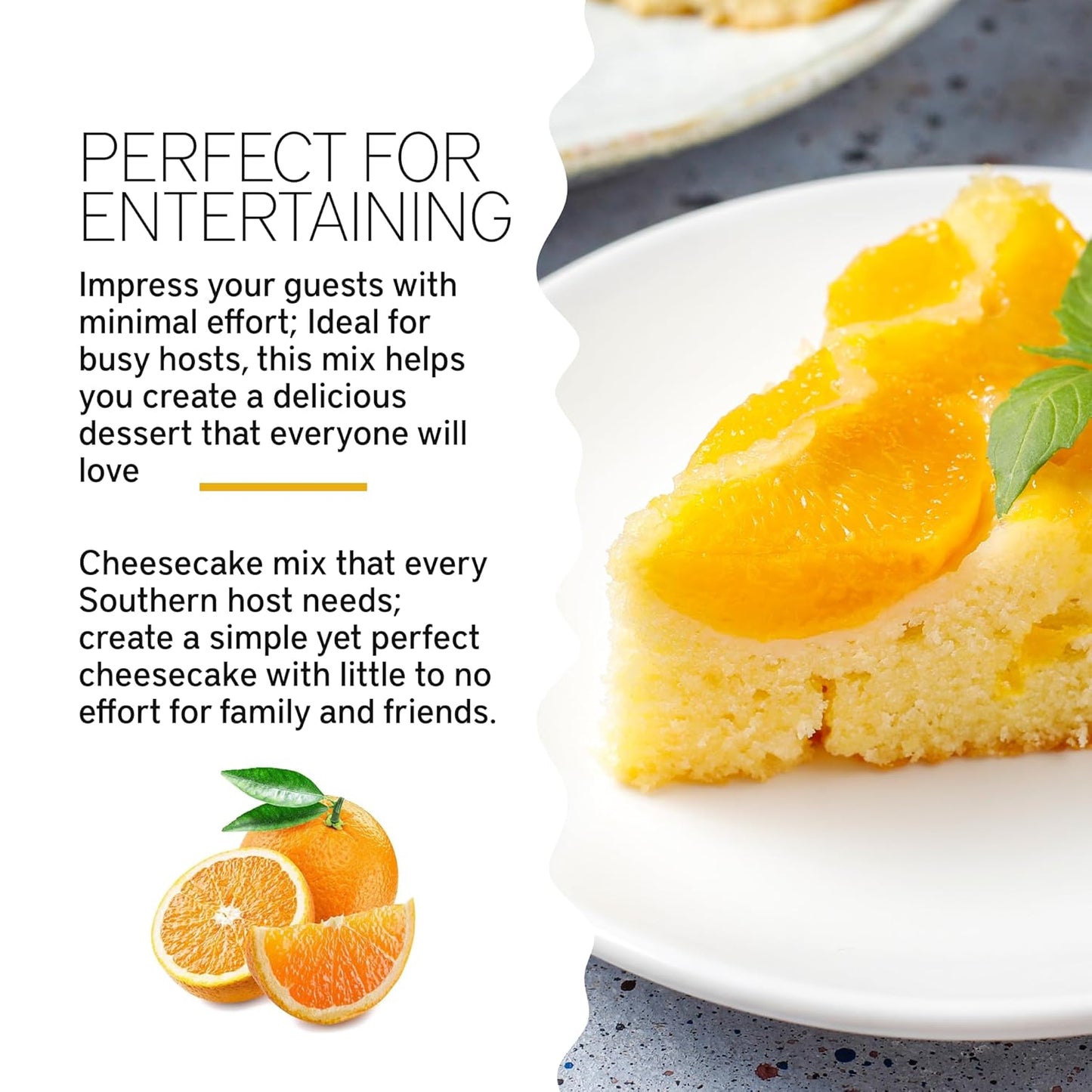 Gourmet Cheesecake Mix, No Bake Cheesecake Cake Mix, Orange Chiffon Cheesecake by Southern Living, Rich, Creamy, Moist and Fluffy Whipped Topping