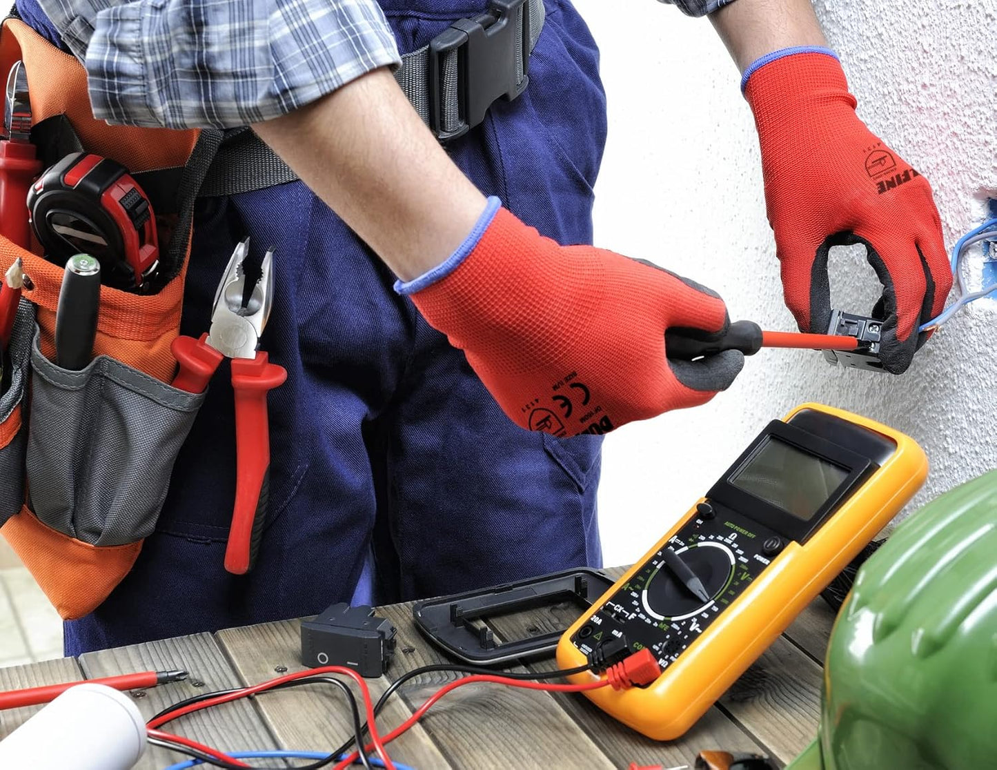 DULFINE Safety Work Gloves PU Coated-12 Pairs,Red Seamless Knit Glove with Polyurethane Coated Smooth Grip on Palm & Fingers, for Men and Women, Ideal for General Duty Work (Small)