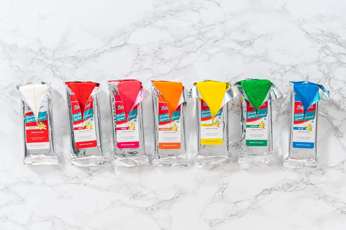 Bakerpan Premium Rolled Orange Fondant for Cake Decorating - 1 Pound, Vanilla Flavor