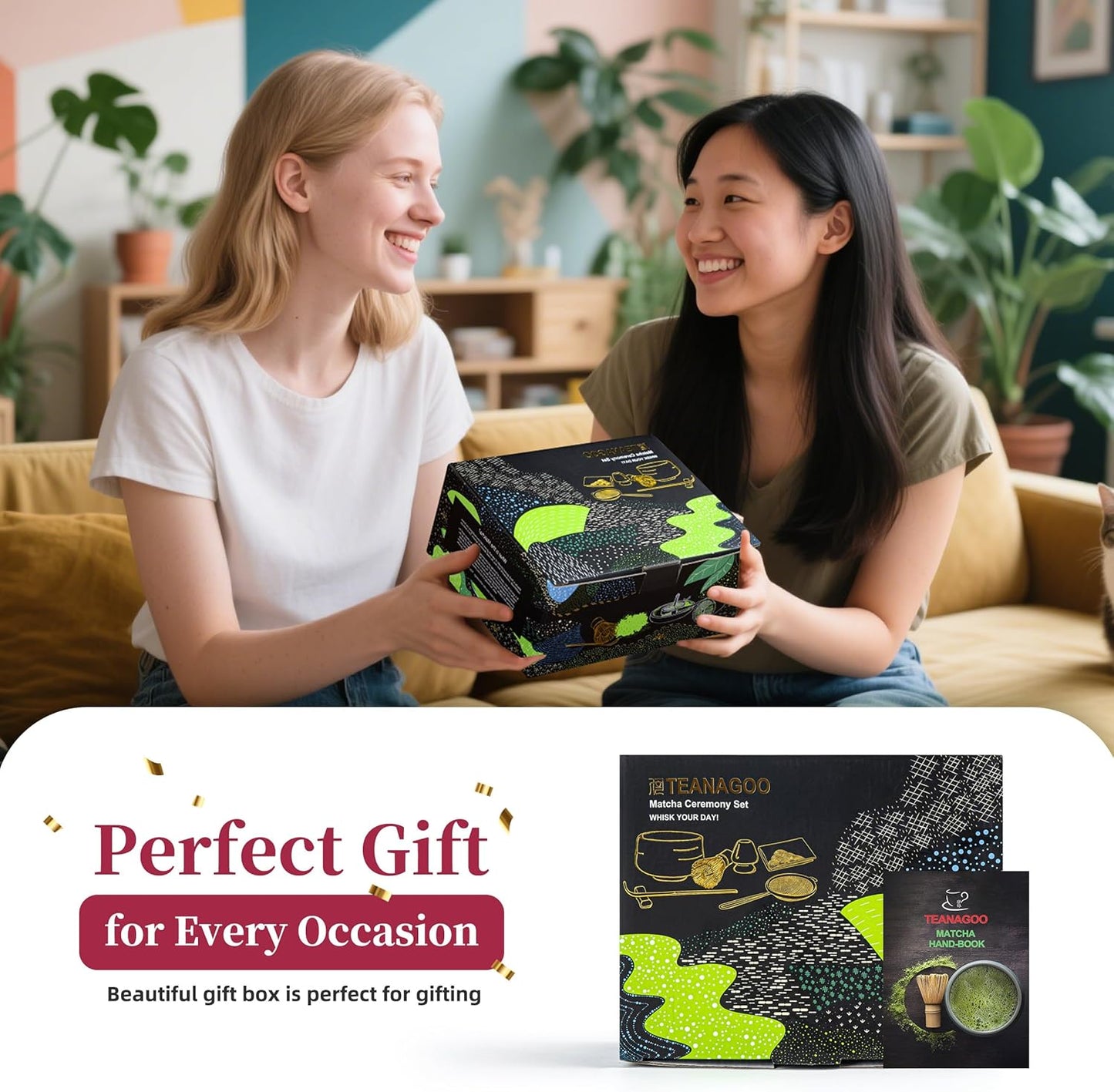 TEANAGOO 12 Pcs Matcha Whisk Set Black,Ceramic Matcha Set,Matcha Kit for Ceremony,Complete Travel Matcha Tea Set,Matcha Set Whisk and Bowl with 2 Cups(7.2oz)/Traveling Bag,Gifts for Matcha Lover