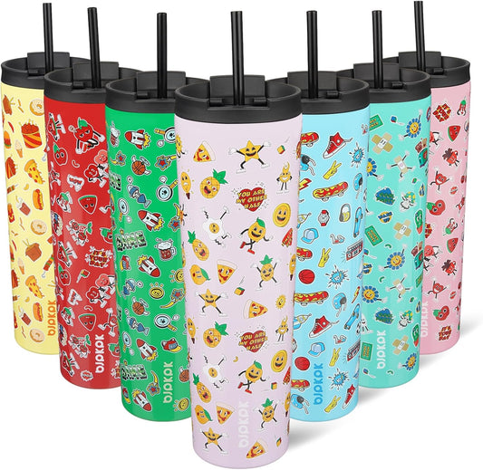 BJPKPK 34oz Skinny Tumbler With lid And Straw Stainless Steel Travel Coffee Mug Insulated Tumblers Cups,Hawaii Fruits Purple