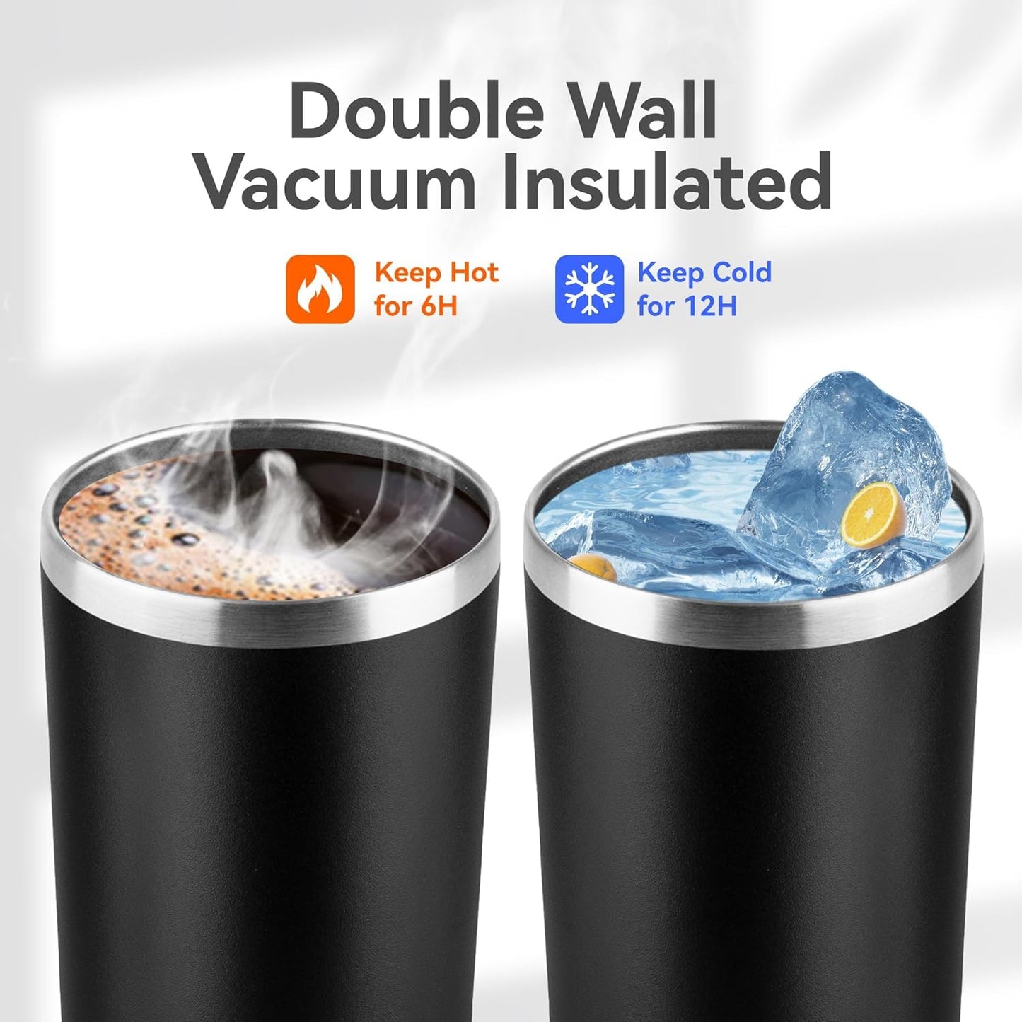 HASLE OUTFITTERS 12oz Skinny Tumbler Bulk, Slim Tumblers Set with Lid, Double Wall Stainless Steel Insulated Travel Coffee Mug, Durable Powder Coated Travel Water Cup(Black, 12)