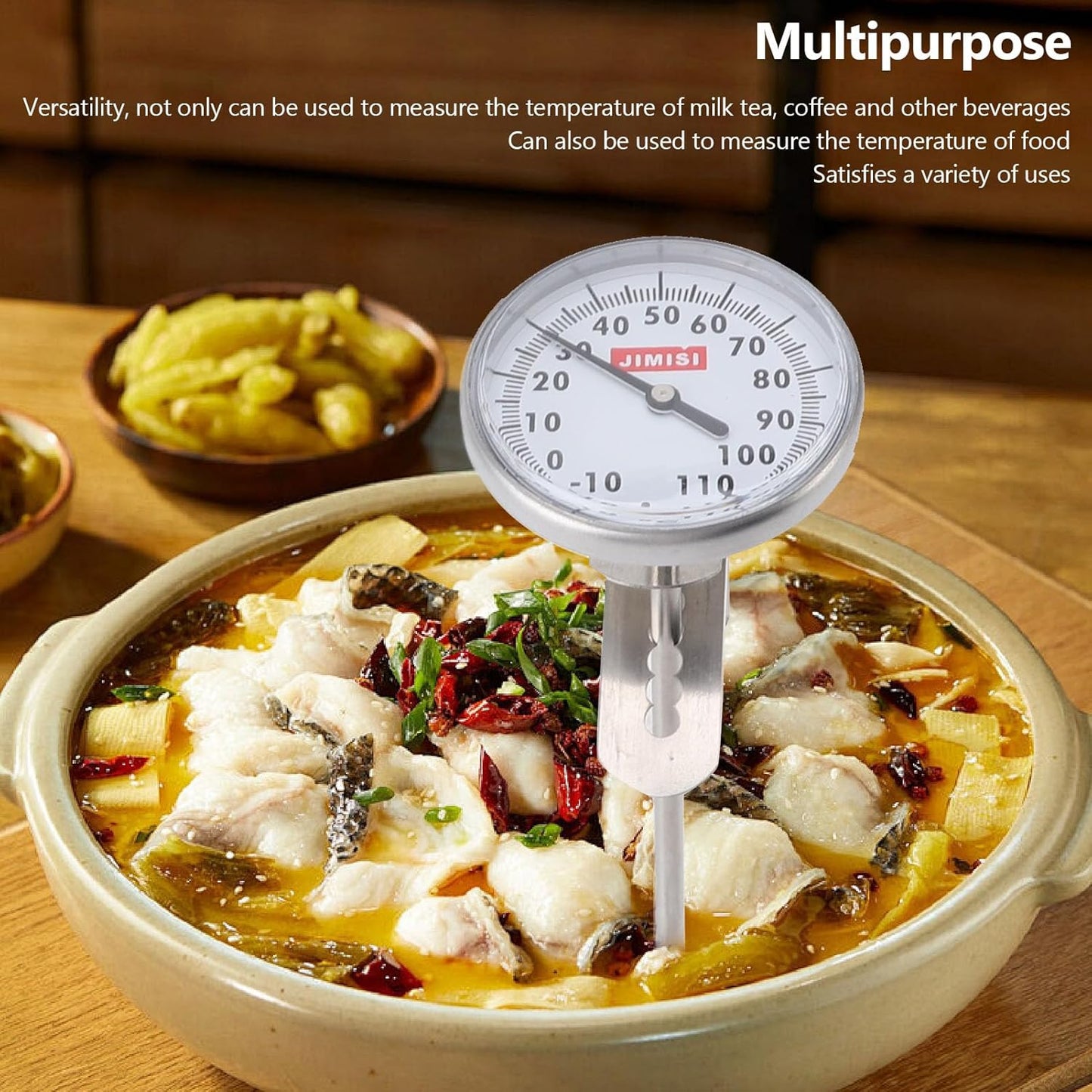 7.7 Inch Milk Thermometer for Steaming Milk, Water Milk Coffee Liquid Thermometer, Professional High Accuracy Stainless Steel Dial Thermometer for Coffee Drinks Chocolate Milk