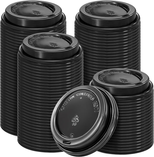 240 Pack Disposable Coffee Cup lids, 3.54'' Leak-Proof Disposable Plastic Cup Lids for 10, 12, 16, 20oz Paper Cups, Hot/Cold Drinking Cup Lids, Black