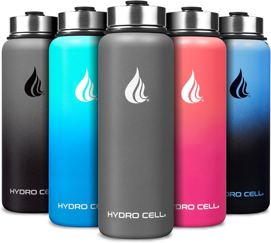 HYDRO CELL Stainless Steel Insulated Water Bottle with Straw - For Cold & Hot Drinks - Metal Vacuum Flask with Screw Cap and Modern Leakproof Sport Thermos for Adults (Graphite 40oz)