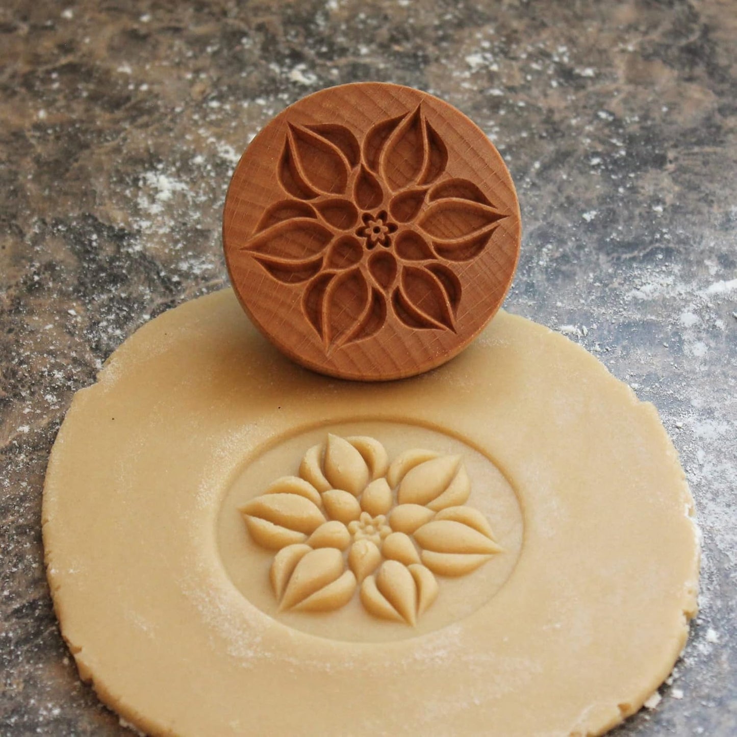 Wood Cookie Stamp, 2.5 Inch (Lotus Bud CS-039)