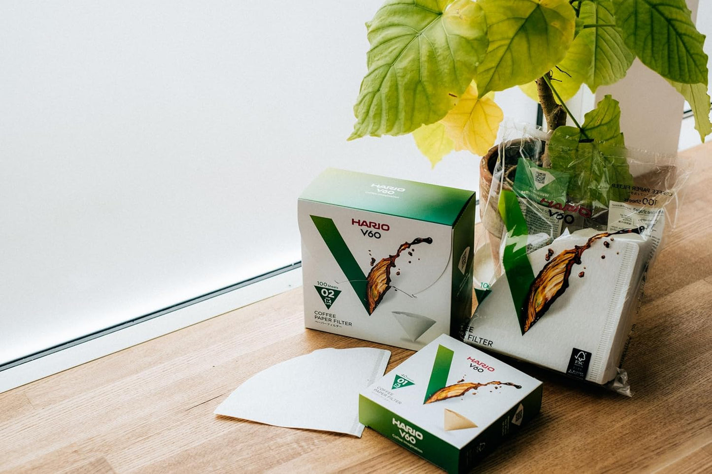 Hario V60 Paper Coffee Filter, Size 03, Natural, 100ct