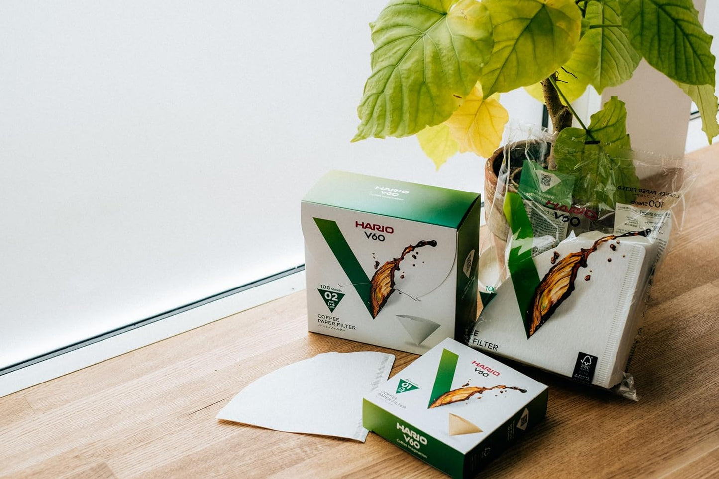 Hario V60 Paper Coffee Filter, Size 01, Natural, 100ct Box