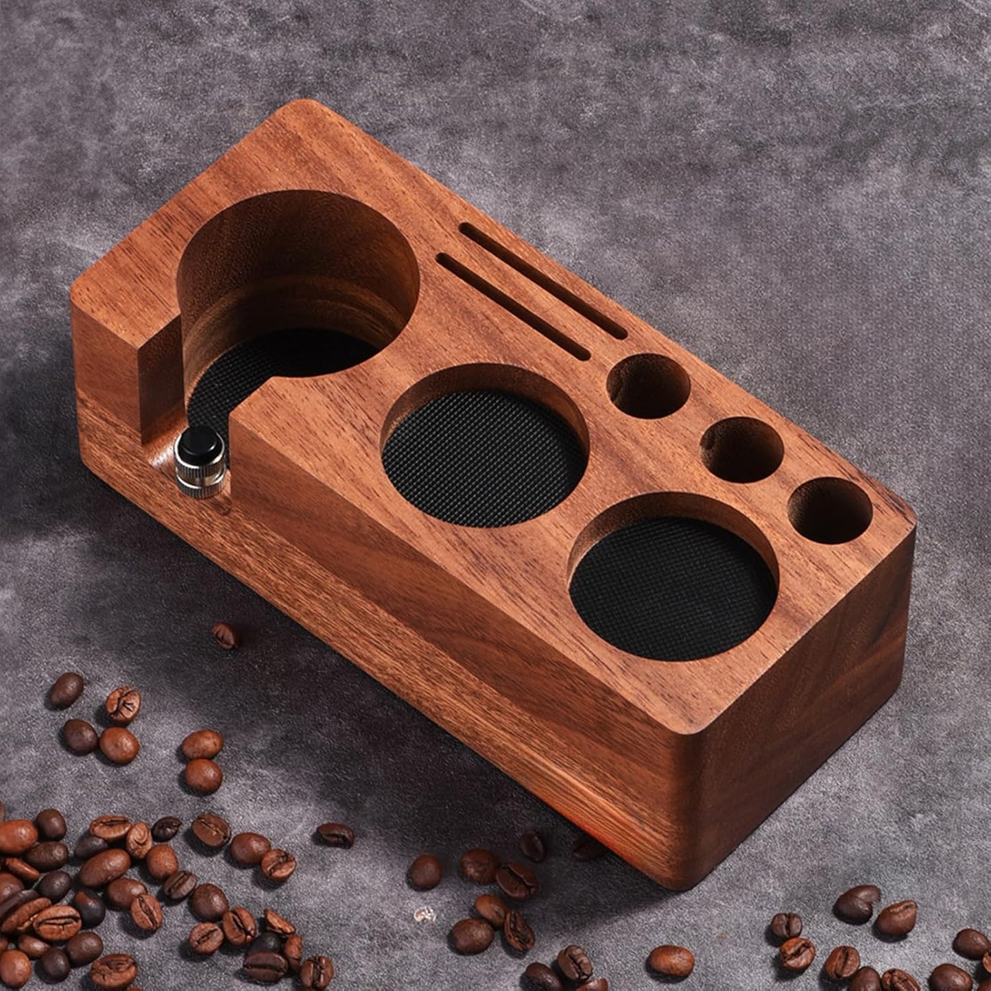 Espresso Tamping Station(51/54MM) Walnut Wood, Espresso Coffee Anti-pressure Pad Stand, Espresso Station,Coffee Tamper Station Organizer for Countertop