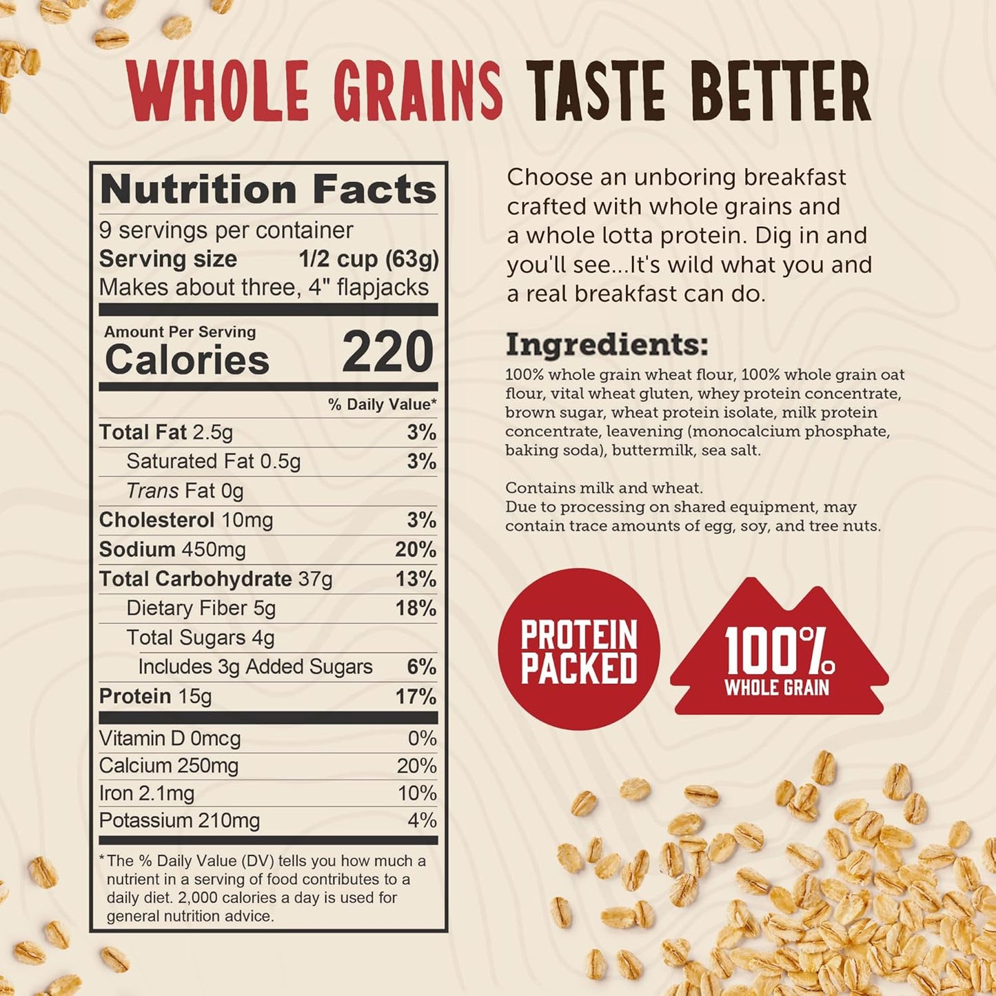 Kodiak Cakes Protein Pancake Power Cakes, Flapjack and Waffle Baking Mix, Buttermilk, 20 Oz, (Pack of 6)