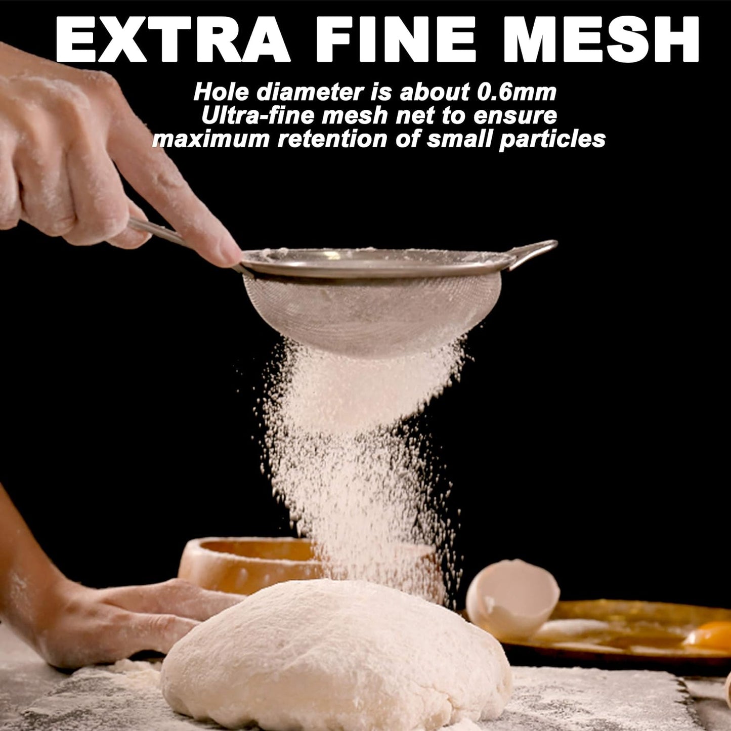 Anaeat Fine Mesh Strainers - Premium Stainless Steel Colander Sieve Sifters, with Durable Mesh and Sturdy Handle, Excellent for Sifting Dry ingredients, Flour, Pastas, Rice, Tea (7.87"）