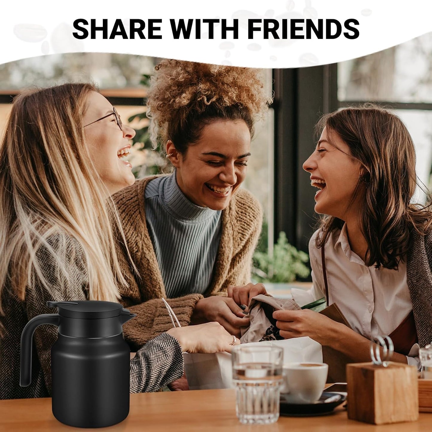 34Oz Thermal Coffee Carafes For Keeping Hot/Cold, Stainless Steel Coffee Carafe, Dustproof Insulated Water Carafe for Party/Home,Black