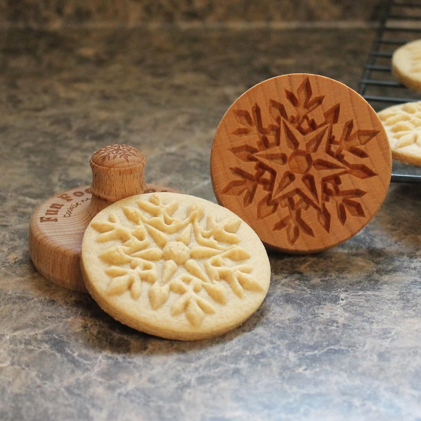 Wood Cookie Stamp, 2.5 Inch (Snowflake CS-017)