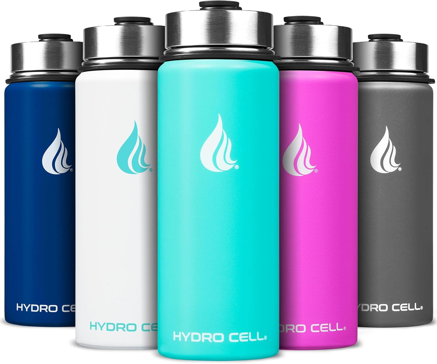 HYDRO CELL Stainless Steel Sport Water Bottle with Straw - Keeps Drinks Cold & Hot via a Leak Proof Metal Triple Insulated Vacuum Flask for All Sports and Outdoors Activities (Teal 18oz)