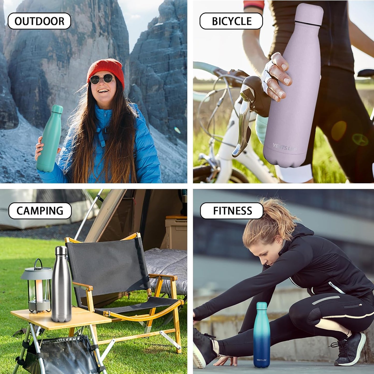 Insulated Water Bottle, 17oz Stainless Steel Water Bottles with straw lid, Metal Sports Water Bottles for Boys,Girls, Double Wall Vacuum BPA-Free Flask for School, Sports (Light purple)