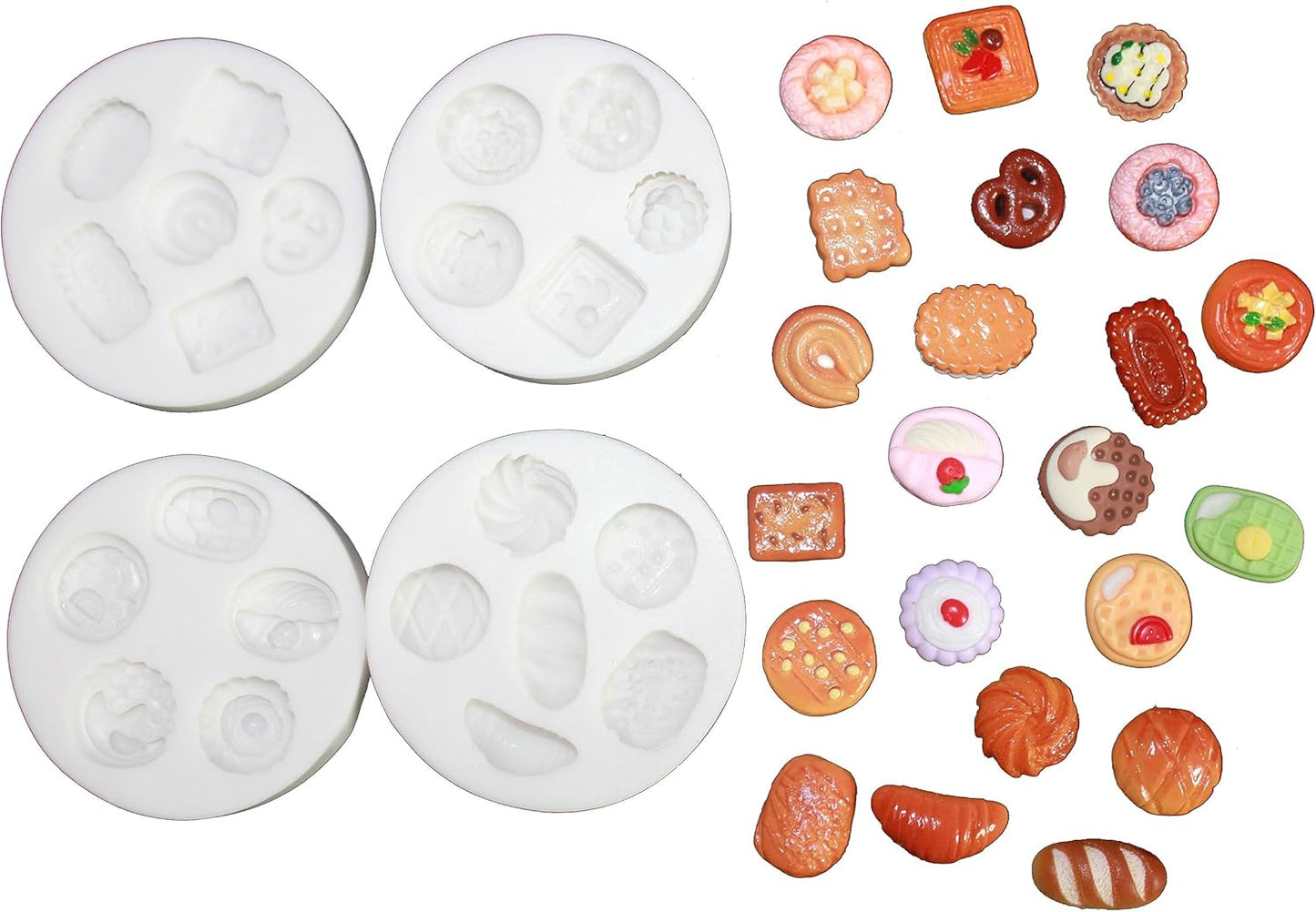 Lovely Small Items Silicone Fondant Molds Set For Cake Topper, Gumpaste, Candy & Chocolate, Polymer Clay and More (Round Food Items)
