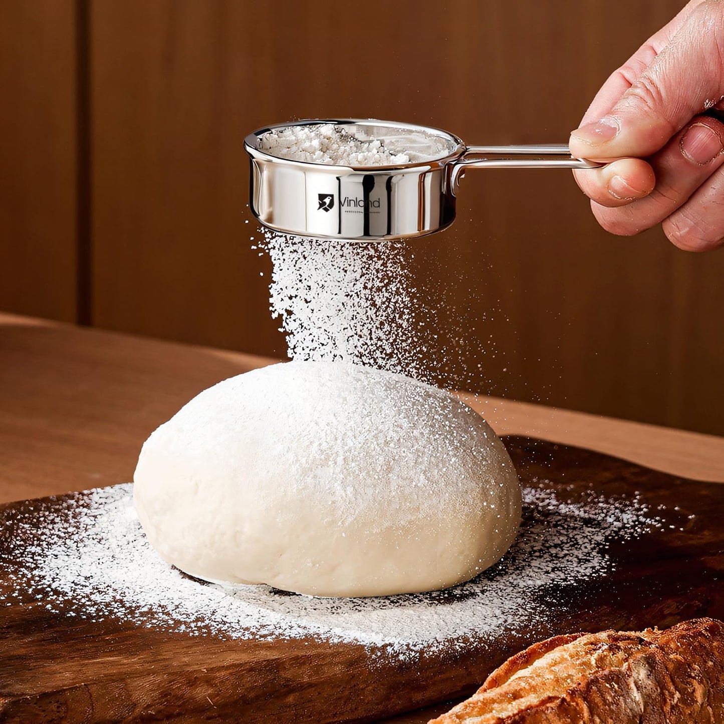 1/2 Flour Sifter, Sifter for Baking, Sifter for Enamels Fine Mesh Food-Grade Stainless Steel Vintage One-Hand Sifter Non-Rust Sifter used for Rapid Screening of Flour Apricot Flour Sugar Powder