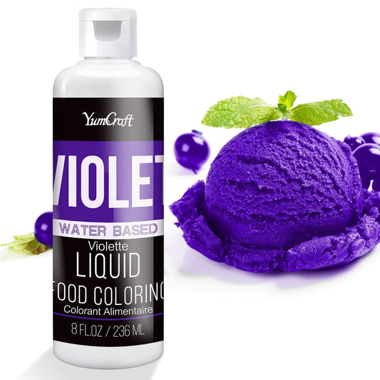 Food Coloring Liquid - Vibrant Color Food Coloring for Cake Decorating, Baking, Easter Egg, Icing - Tasteless Food Color Dye for Fondant, Cooking, Slime, Airbrush (Violet, 8 Fl.oz)