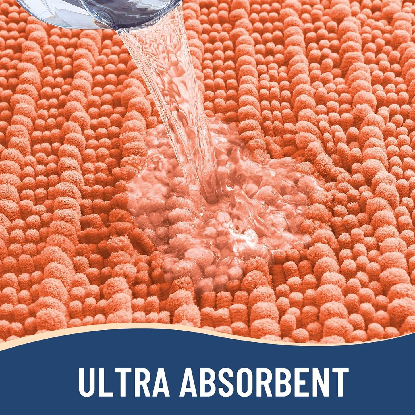 Arotive Luxury Chenille Bathroom Rug Mat, Extra Soft Thick Absorbent Shaggy Bath Rugs, Non-Slip Machine Wash Dry, Plush Bath Mats for Bathroom, Shower and Tub, 36x24, Coral