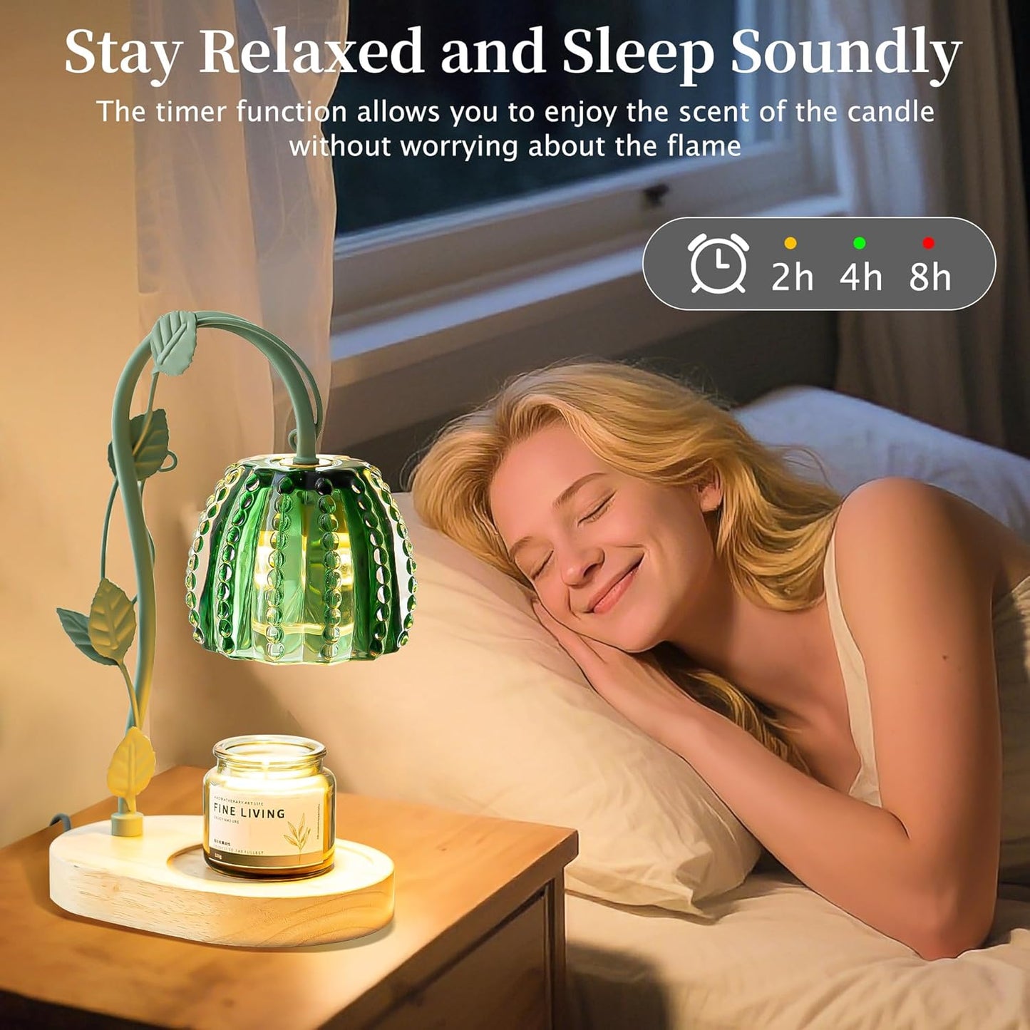 Flower Candle Warmer Lamp with Timer,Dimmable Candle Lamp Warmer,Adjustable Height Candle Warmer for All Jar Candles,Bedroom Living Room Home Decor Aesthetic Christmas Birthday Gifts for Women