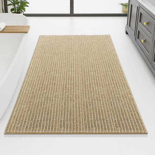 Arotive Luxury Chenille Bathroom Rug Mat, Extra Soft Thick Absorbent Shaggy Bath Rugs, Non-Slip Machine Wash Dry, Plush Bath Mats for Bathroom, Shower and Tub, 70x46, Beige