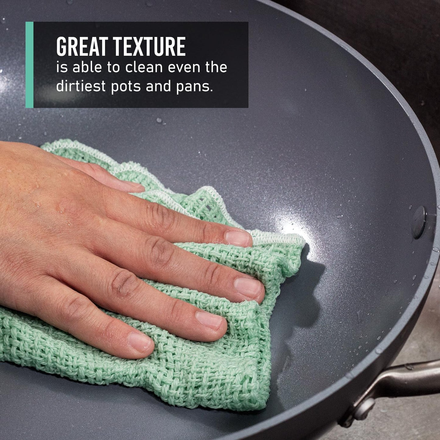 Old Fashion 100% Cotton Dishcloths - Set of 4 Mixed Colors - 2 Mint/2 Natural -11" x 11"