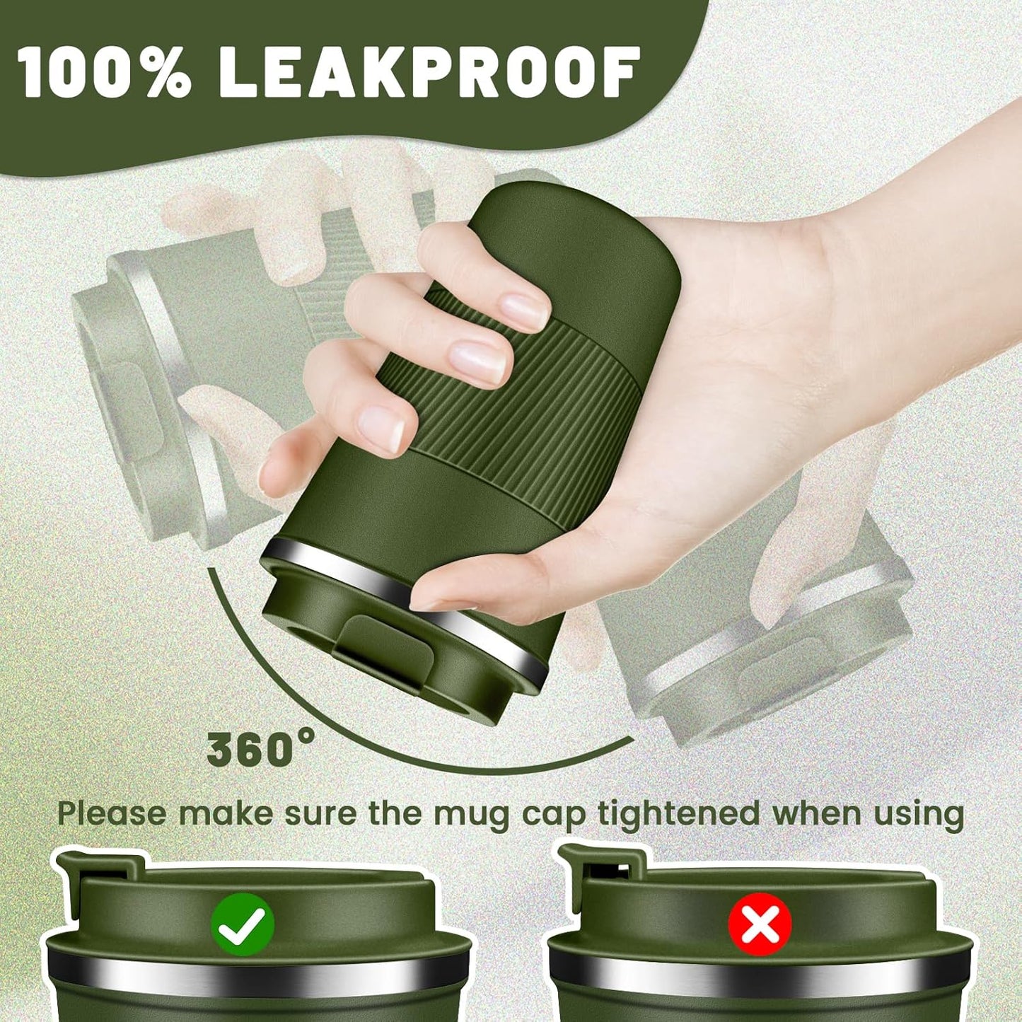 Insulated Coffee Tumblers with Flip Lid 12oz / 17oz, Stainless Steel Travel Coffee Mug Leak Proof, Vacuum Insulated Coffee Mug Reusable Cup, Keeps Cold and Hot for Coffee Tea