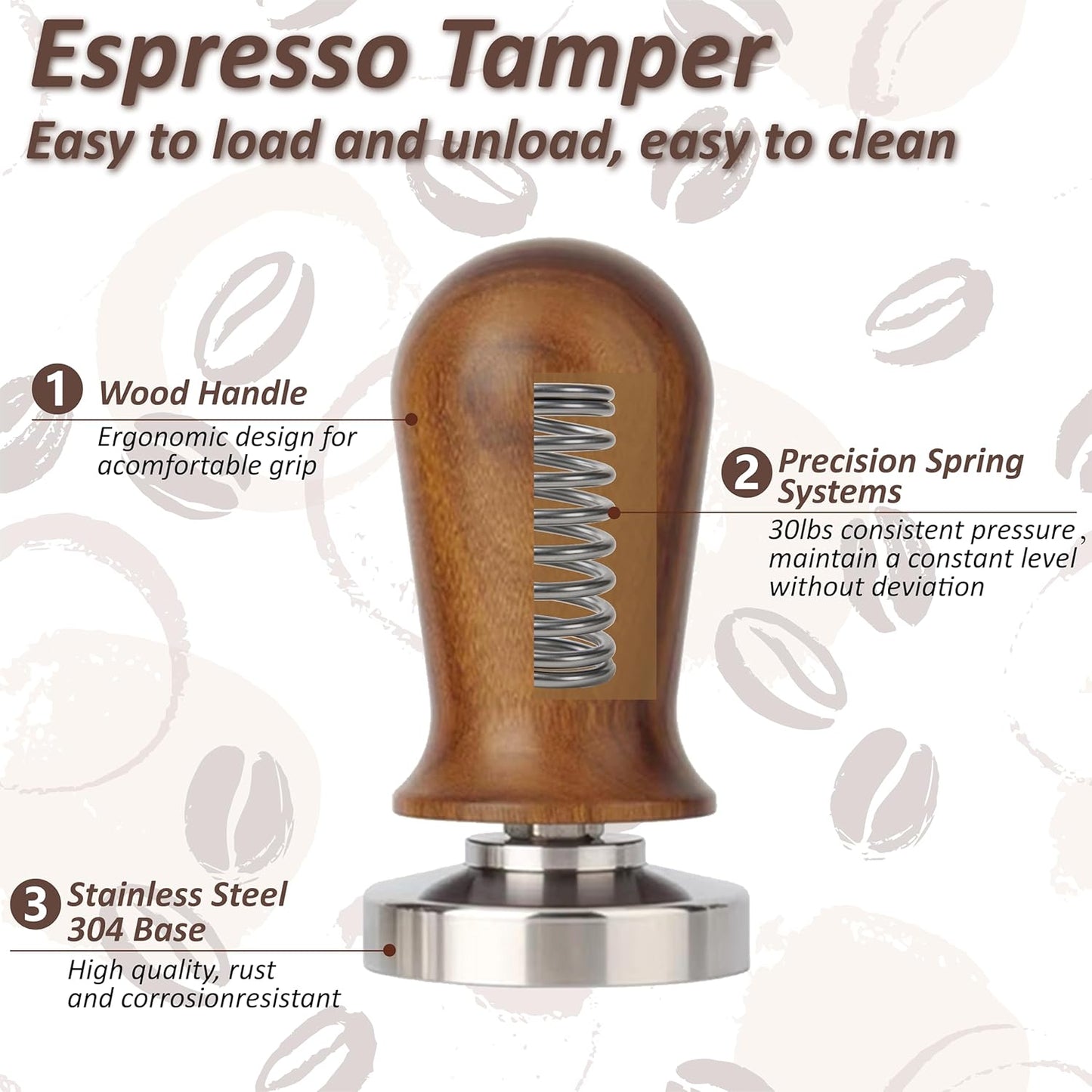 Espresso Tamper, Professional Spring Loaded Espresso Accessories with WDT Tool Espresso & Puck Screen, Compatible with 53mm/54mm Breville Portafilter, Coffee Tamper for Home & Commercial Use
