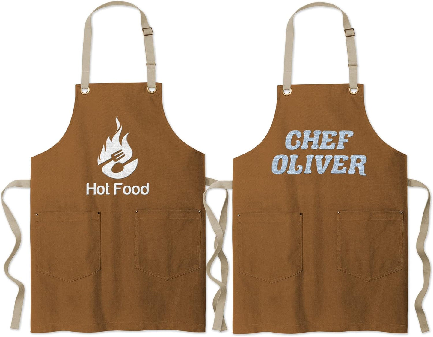 TEEAMORE Custom Embroidered Kitchen Apron Add Your Name Logo Design Cooking Baking Kitchen Chef Apron Gifts