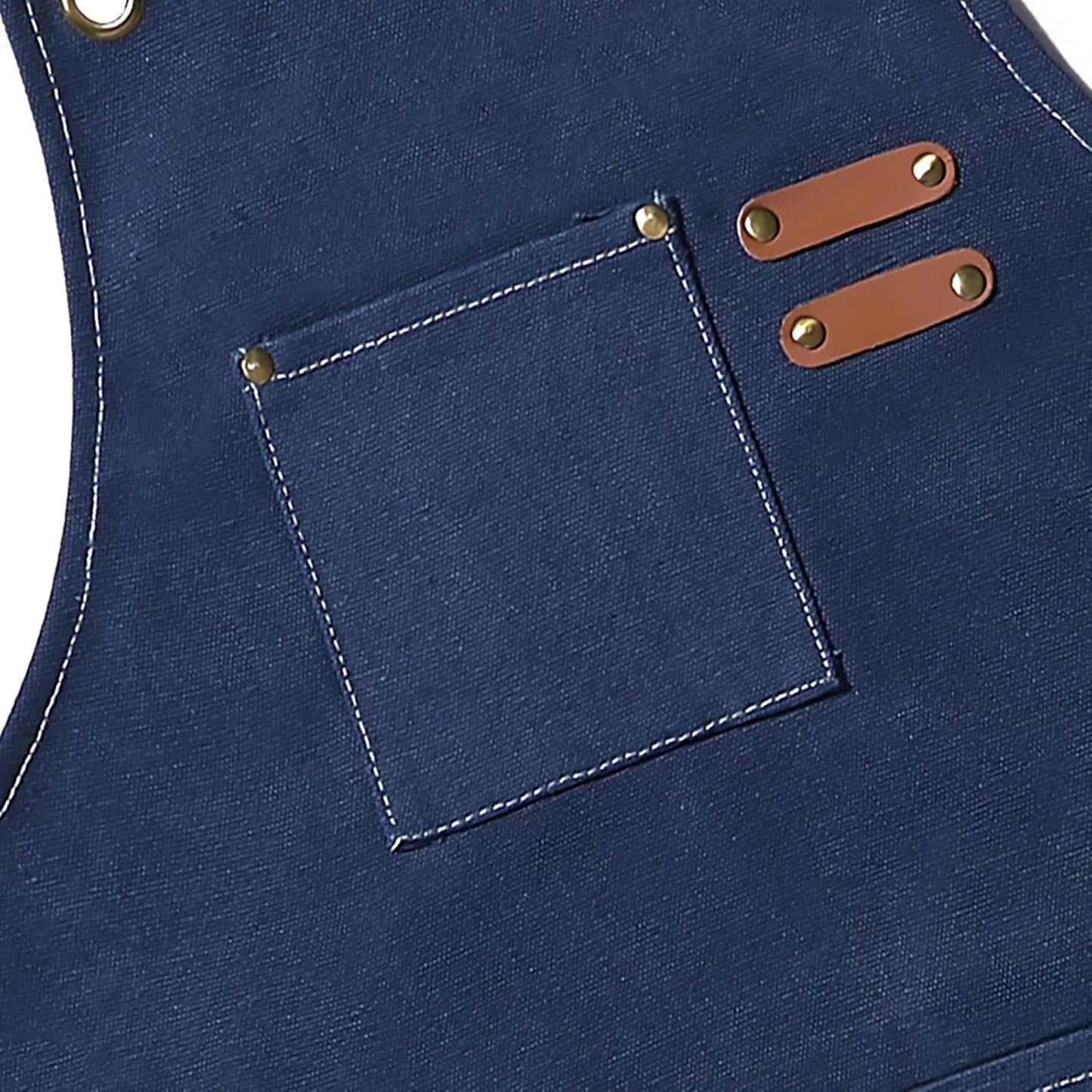 AFUN Chef Aprons for Men Women with Large Pockets, Cotton Canvas Cross Back Heavy Duty Adjustable Work Apron, Size M to XXL (Darkblue)