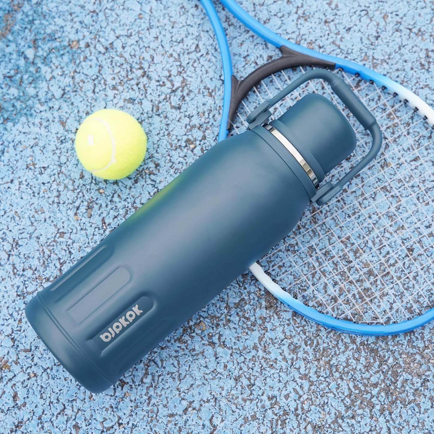 BJPKPK Insulated 50oz Thermos Water Bottle BPA Free With Lid and Carry Handle Stainless Steel Water Bottles for Outdoor Sports,Navy Blue