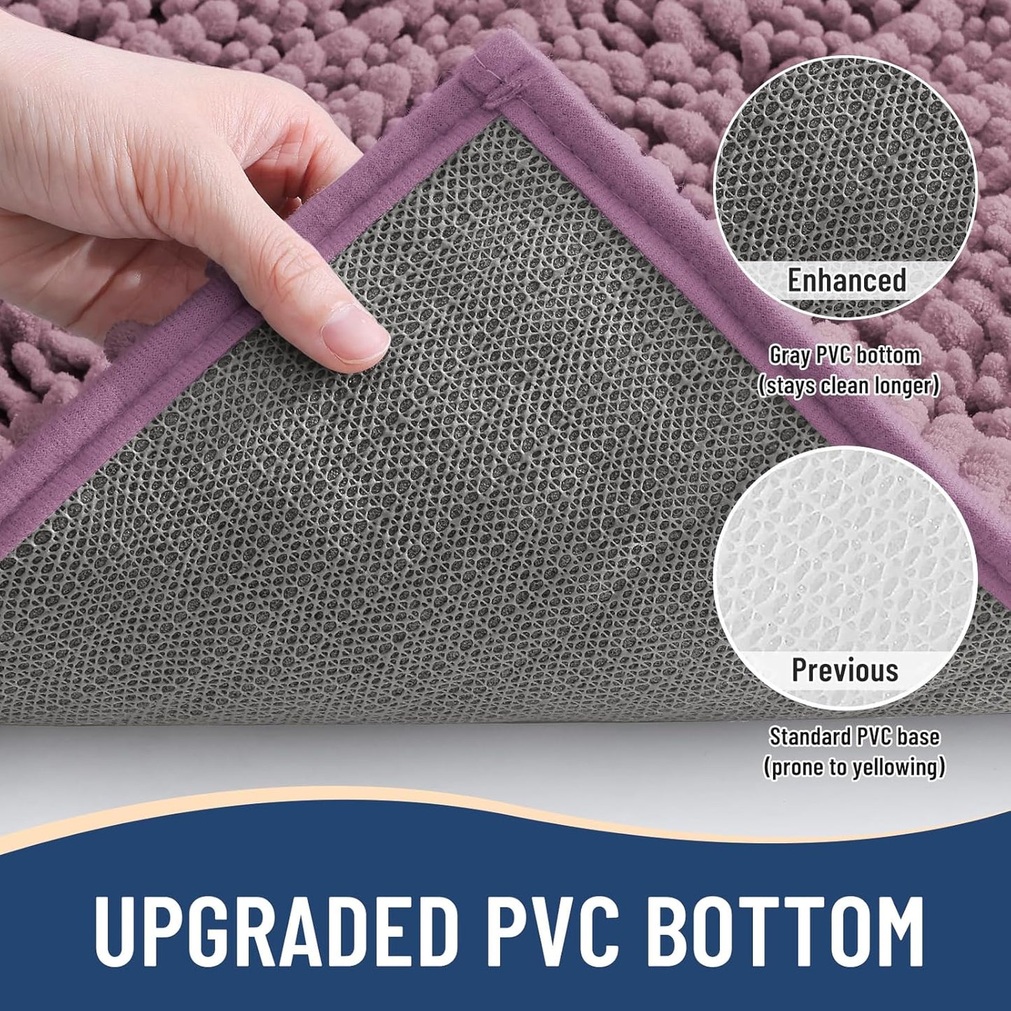 Arotive Luxury Chenille Bathroom Rug Mat, Extra Soft Thick Absorbent Shaggy Bath Rugs, Non-Slip Machine Wash Dry, Plush Bath Mats for Bathroom, Shower and Tub, 30x17, Deep Plum