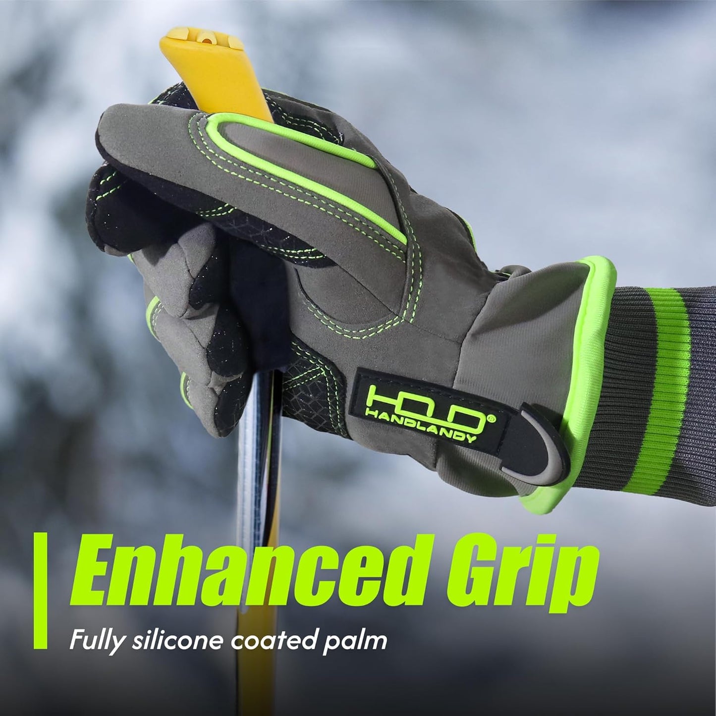 HANDLANDY Waterproof Insulated Work Gloves, 3M Thinsulate Thermal Winter Gloves for Men Women Touch Screen, Warm Ski Snowboard Cold Weather Gloves (Green-men Size, Small)