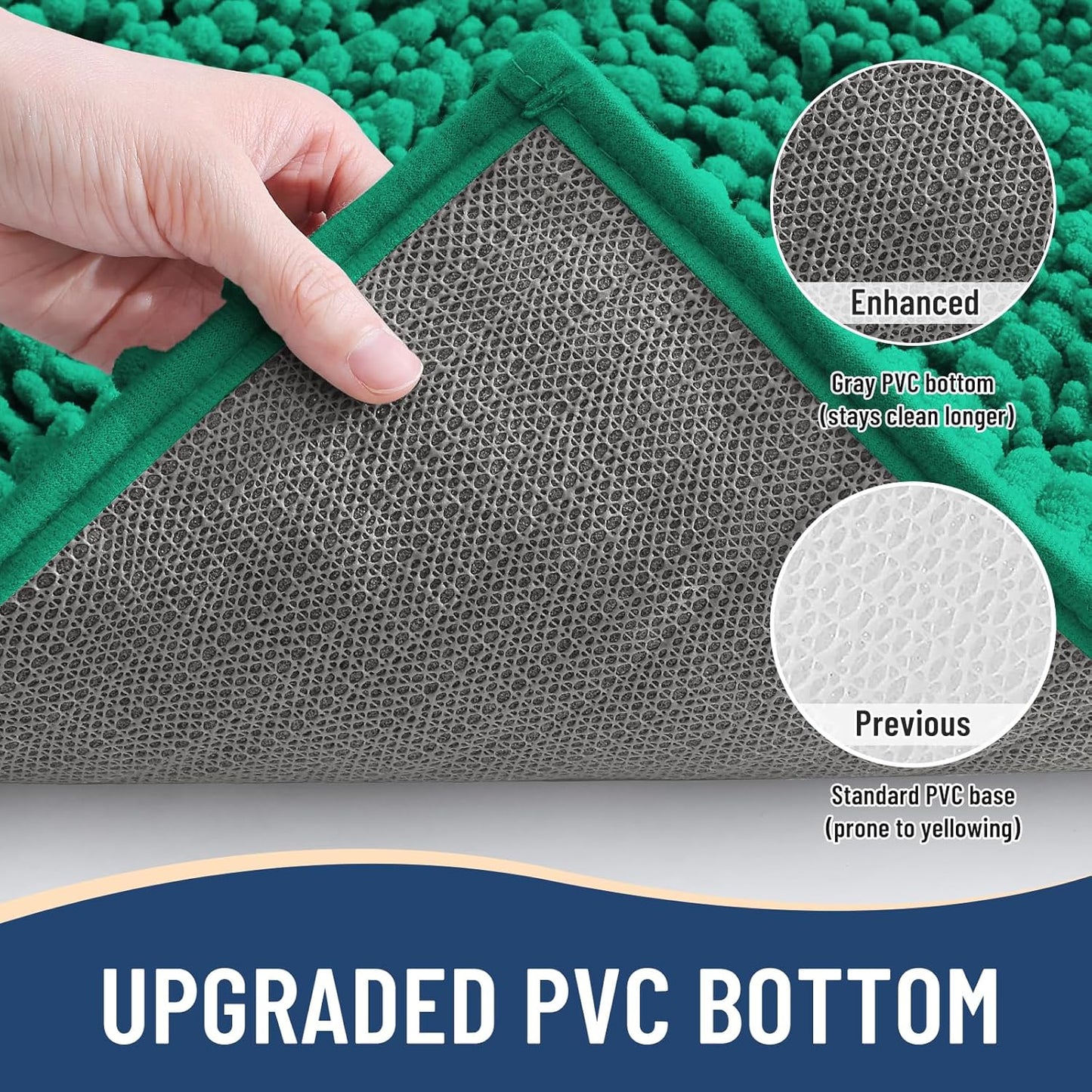 Arotive Luxury Chenille Bathroom Rug Mat, Extra Soft Thick Absorbent Shaggy Bath Rugs, Non-Slip Machine Wash Dry, Plush Bath Mats for Bathroom, Shower and Tub, 36x24, Emerald