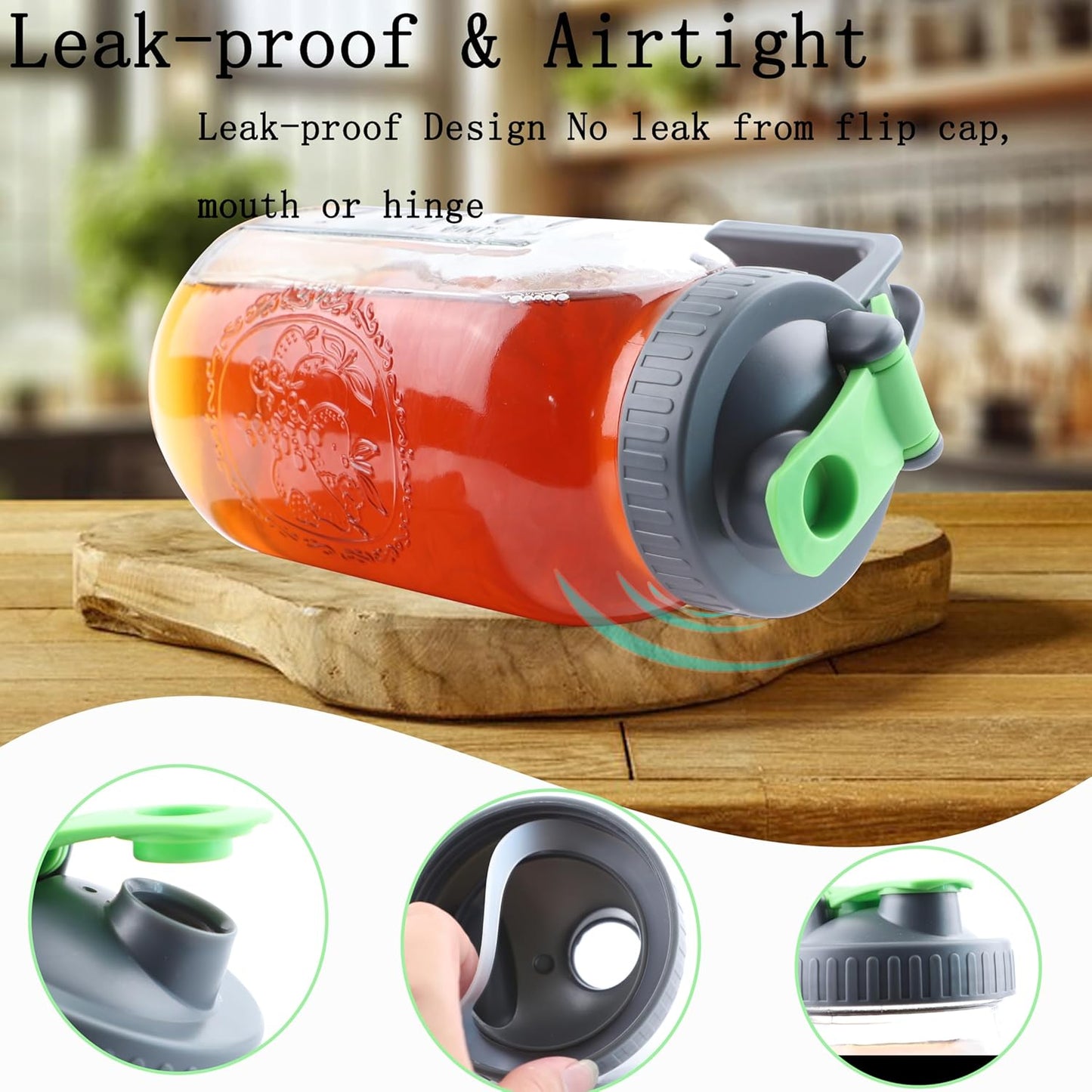 64 Oz Mason Jar Cold Brew Coffee Tea Maker With Food Grade Filter Infuser 2 Quart Glass Pitcher With Lid Half Gallon Iced Hot Tea Pitchers Leak-Proof Jug For Coffee Sun Tea Juice Lemonade Cold Brew