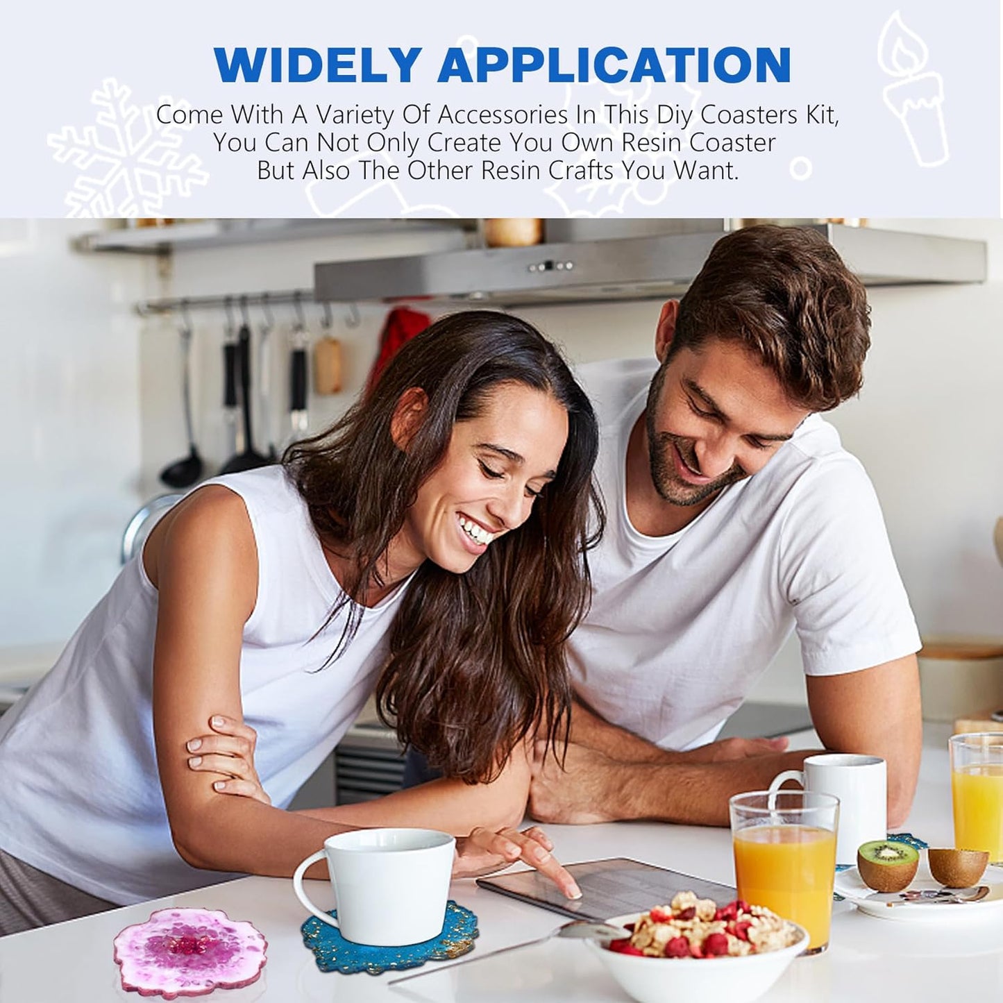 IGaiety Resin Coaster Molds Silicone Kit Cutting Serving Board Mold 82 Pcs Geode Tray Molds with Pigments for Starter Beginners Bundle Epoxy Resin Coasters Casting Kit Cup Mats Home Decoration Set