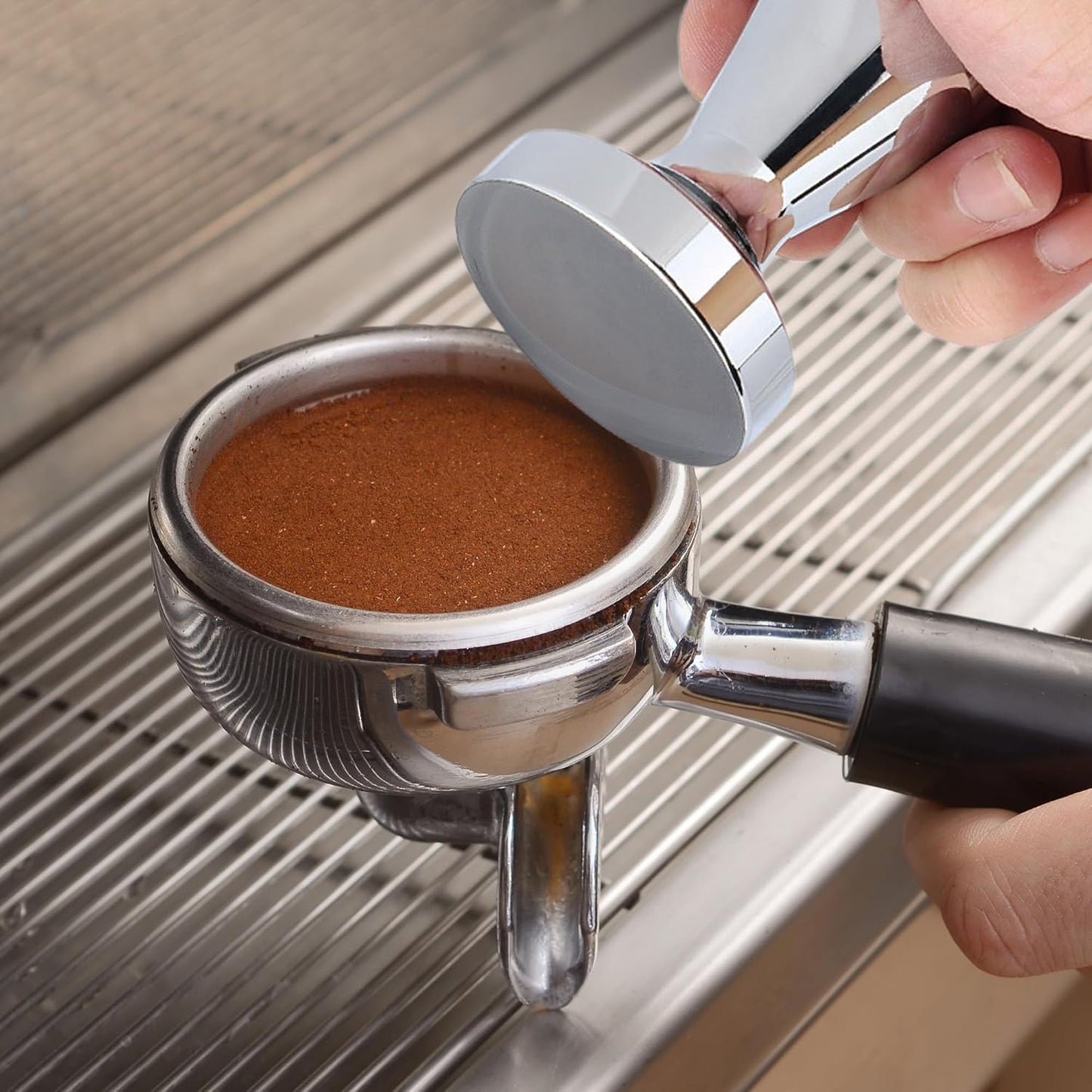 58mm Espresso Tamper, Stainless Steel Coffee Tamper with Silicone Base, Non-Slip Grip Mirror Polish for Even Extraction