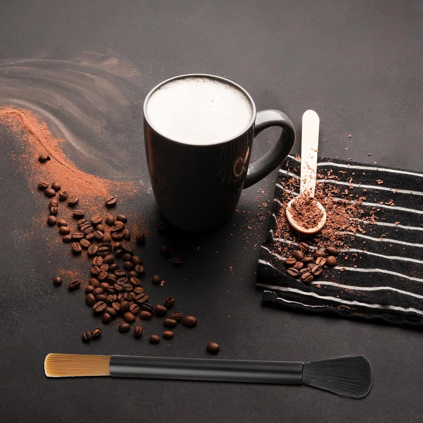 Dual Heade Coffee Grinder Brush, Espresso Machine Cleaning Brush Coffee Pot Brush Professional Coffee Grinder Brush Coffee Bar Brush Nylon Barista Brush Tools for Coffee Machine Toaster Cleaning