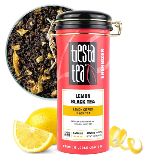Tiesta Tea - Lemon Black Tea, Loose Leaf, Lemon Citrus Black, Premium Blend, High Caffeinated, Makes Hot or Iced, Brews Up to 50 Cups, 5oz Refillable Tin