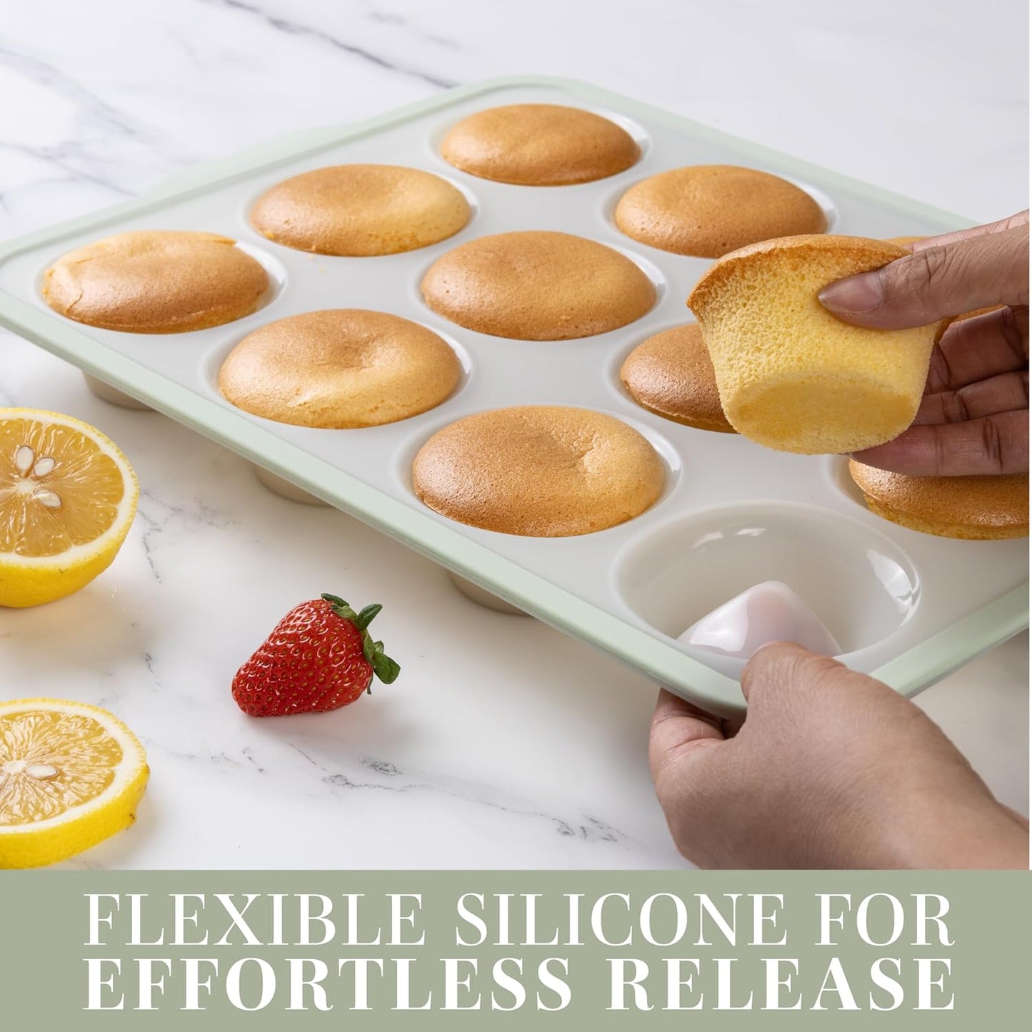 COOK WITH COLOR 17 Pc. Silicone Baking Pan Set - Non-Stick & Easy Clean Silicone Muffin Pans for Baking with Sturdy Metal Frame for Stability, Flexible Cake Molds, Includes Measuring Cups and Spoons