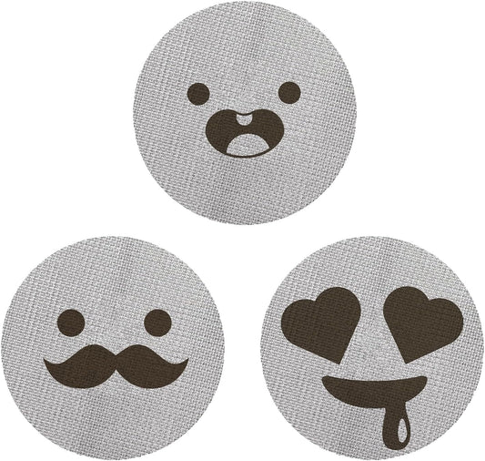 53.5mm Espresso Puck Screen 3-Pack, Lower Shower Screen, Metal Coffee Reusable Filter for 54mm Espresso Portafilter Basket, 1.7 Thickness(Cute Face)