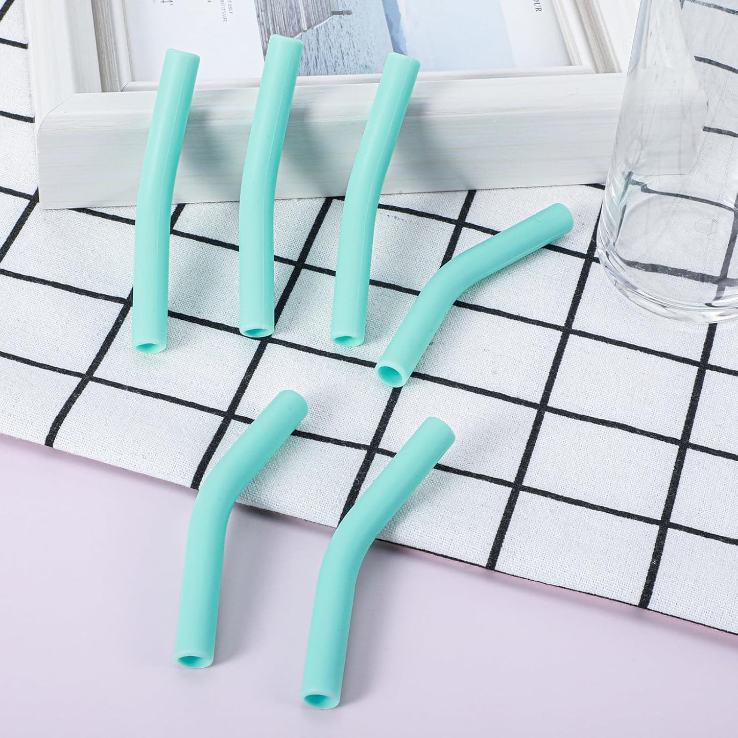 6Pcs Silicone Straw Tips, 8mm Drinking Bendy Straw Topper Detachable Reusable Topper for Stainless Steel Glass Metal Straws, Travel Soft Wear-Resistant Elastic