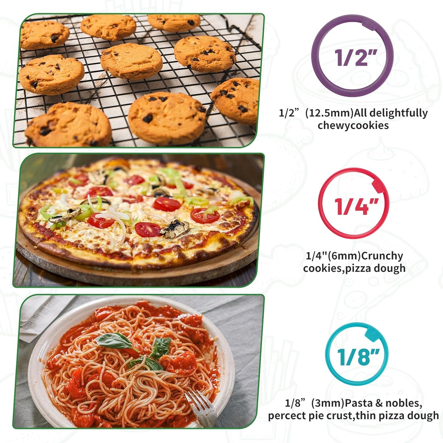 Rolling Pins,Rolling Pin and Silicone Baking Pastry Mat Set,Rolling Pins,Adjustable Stainless Steel Rolling Pin with Thickness Rings for Baking Dough,Pizza,Pie,Pasta(Black Mat)