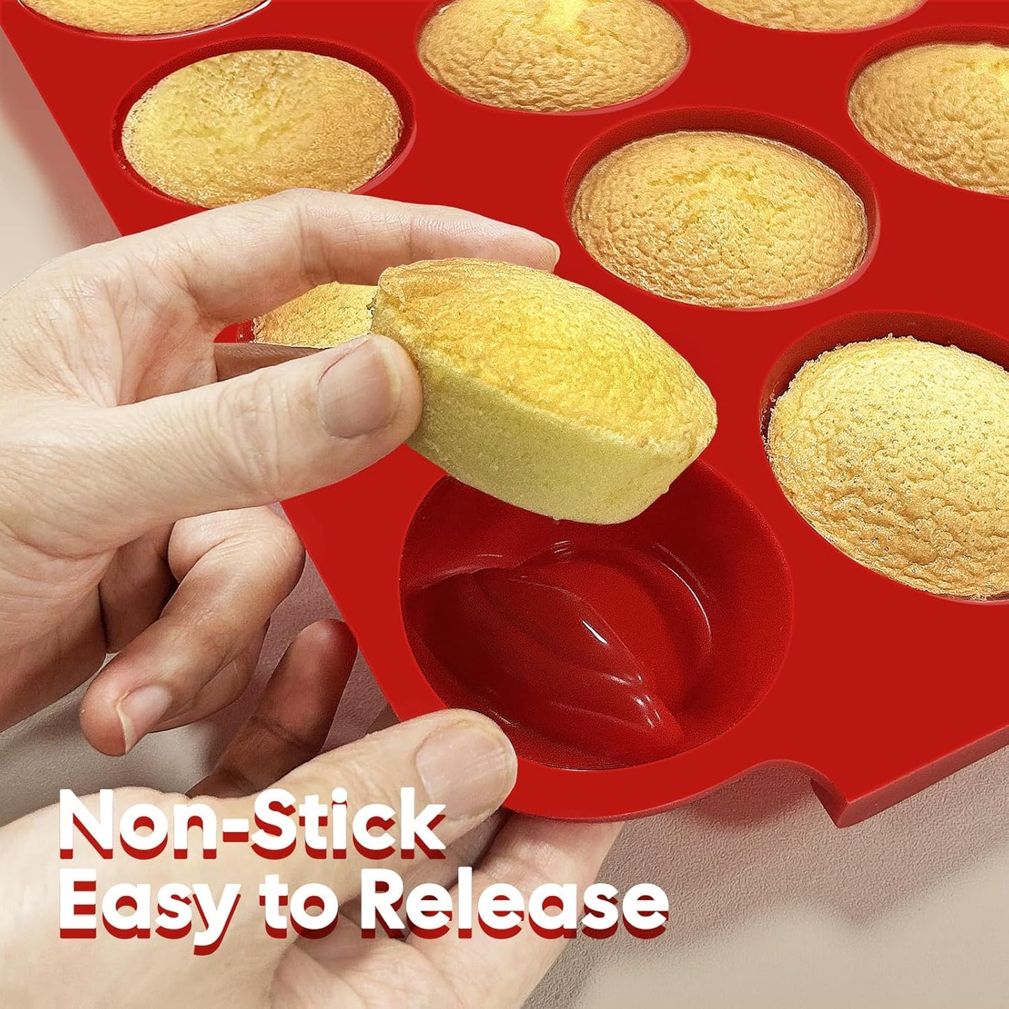 Silicone Muffin Pan for Baking - Nonstick Cupcake Pan,Mini 24 Cups Easy Release & Clean, Dishwasher Safe Muffin Tray for Homemade Muffins, Cupcakes.
