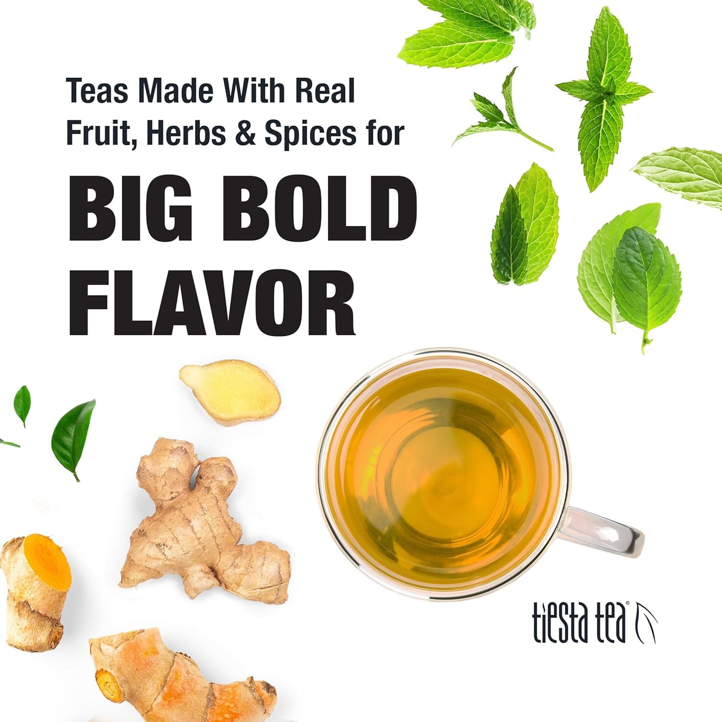 Tiesta Tea - Ginger Citrus Herbal Loose Leaf Tea, Lemon Ginger with Mint & Chamomile Blend, Caffeine-Free, Brew Hot or Iced, Makes Up to 200 Cups, Resealable Bulk Pouch, 12 Ounce