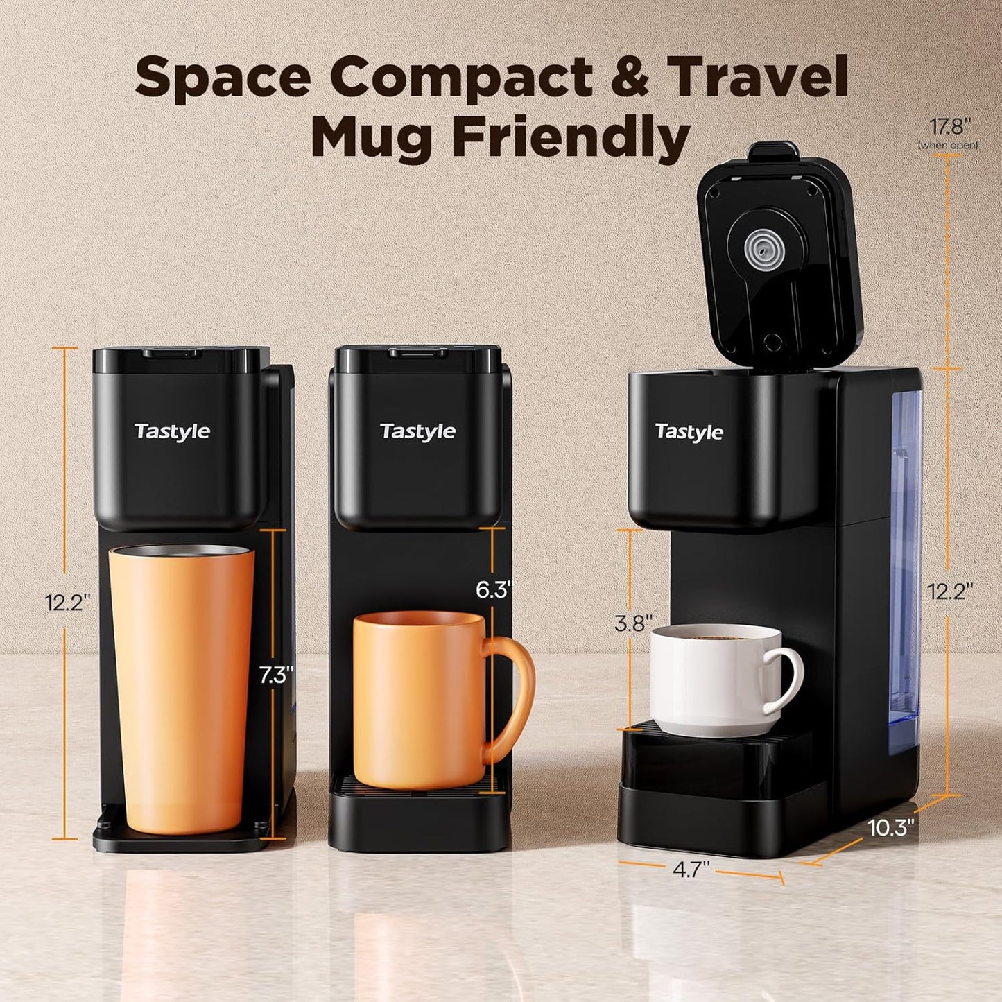 Hot & Iced Coffee Maker with Magnetic K-Pod Organizer (Pods Not Included), Stores 10 Pods, 4-5 Cups Coffee Maker & Single-serve Brewer for K Cup & Grounds, 40oz Removable Water Tank, Black