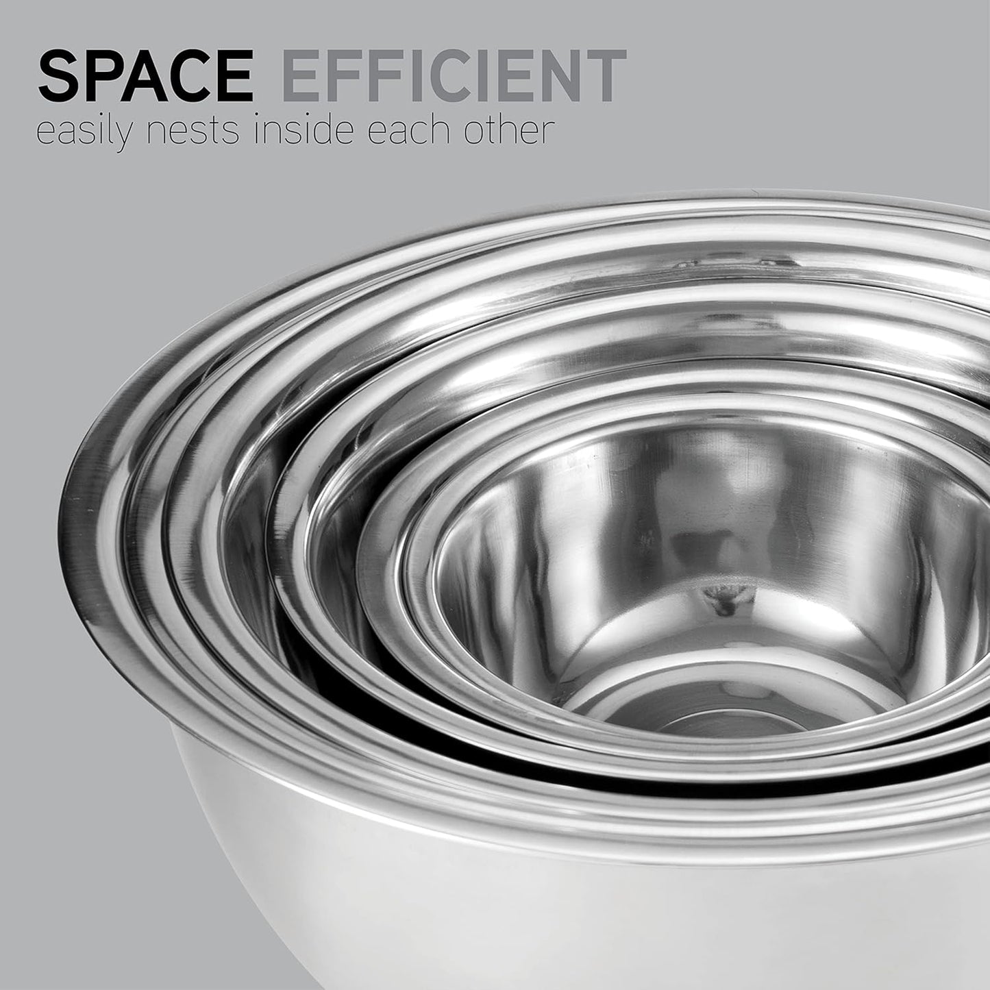 COOK WITH COLOR Stainless Steel Mixing Bowls Set - Nesting Bowls, 6 Pieces, Silver