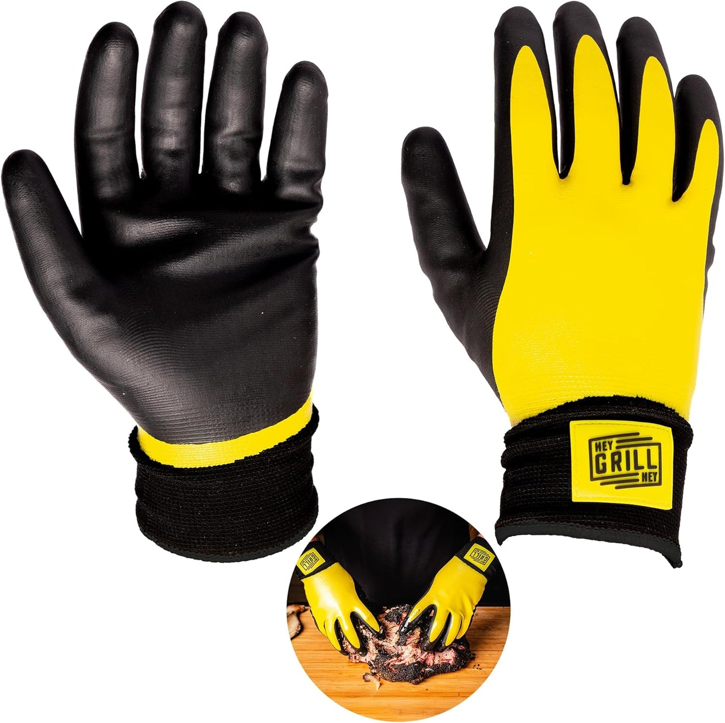 Hey Grill Hey Pitmaster Gloves | BBQ Gloves | Heat Protection up to 500°F or 260°C | High Temp Resistance | Fireproof Glove for Grilling Smoking Barbecue | Washable Mitts | Waterproof | Size - XL